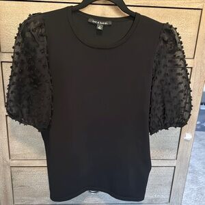 Zac & Rachel Pufff Sleeve Top knit sweater Womens S Swiss dot sheer Fairy goth